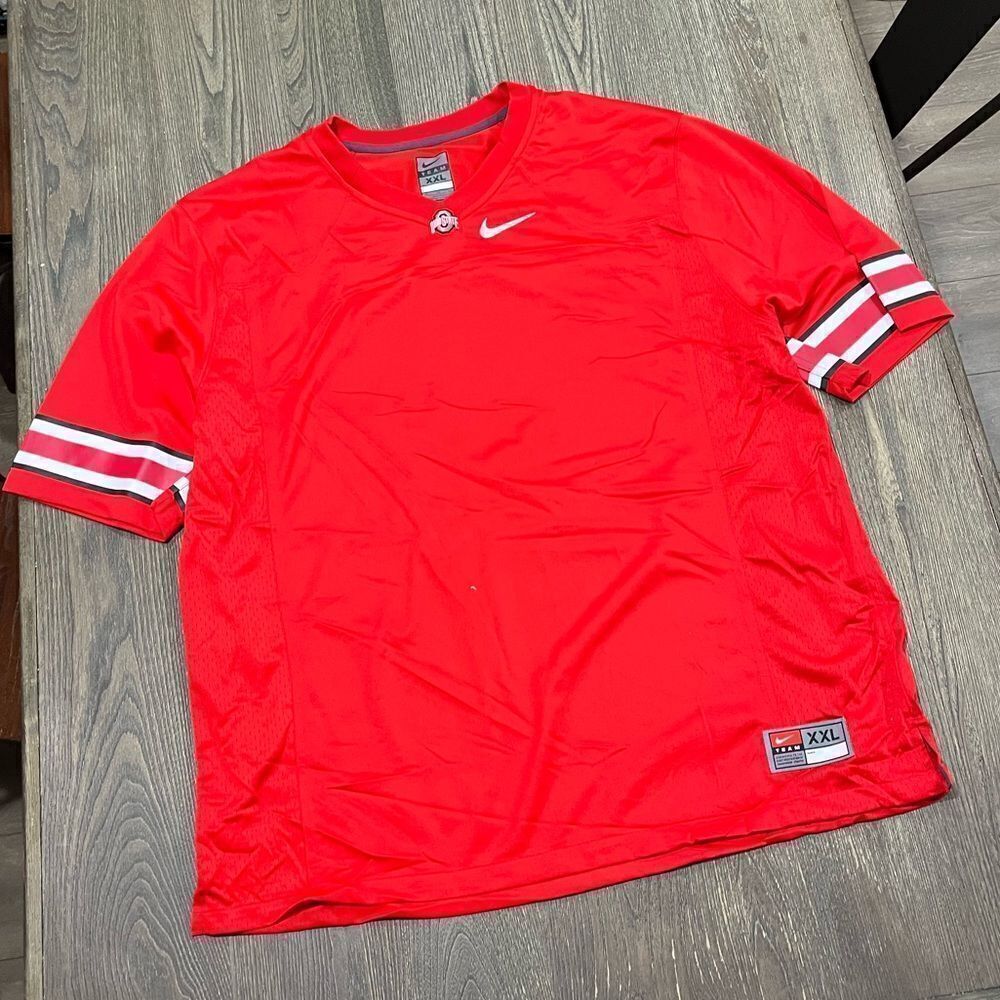 NWOT Nike Team Dri-Fit Mens Ohio State Buckeyes Logo Jersey V-Neck Red Size XXL